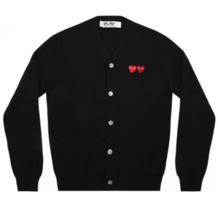 The CDG PLAY Double Heart Cardigan Black is a perfect choice for anyone who values premium comfort, timeless style, and everyday versatility.