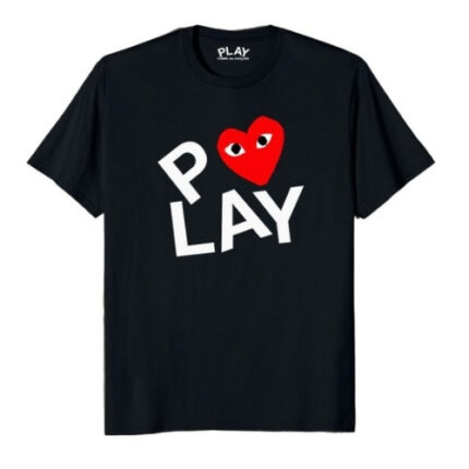 CDG Play Black Double Heart Screenprint T-Shirt