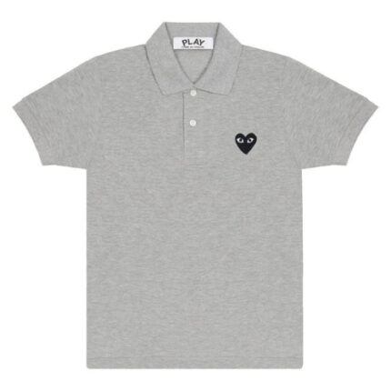 CDG Play Polo Black Emblem – Grey