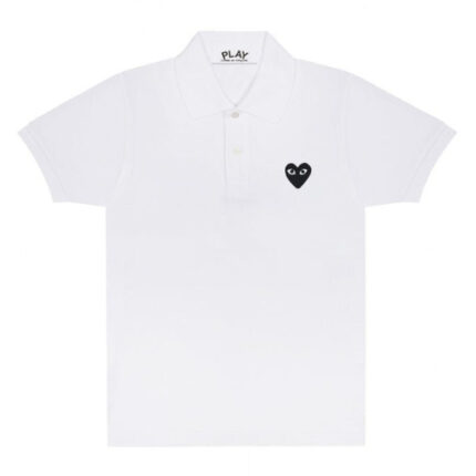 CDG Play Polo Black Emblem – White