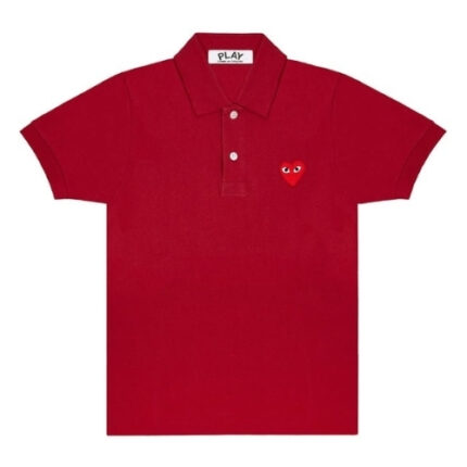 CDG Play Polo Red Emblem – Burgundy