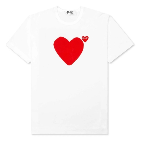 CDG Play Red Emblem No Eyes T-Shirt White CDG Play Red Emblem No Eyes T-Shirt White