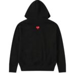 CDG Play Reverse Red Heart Zip Hoodie – Black