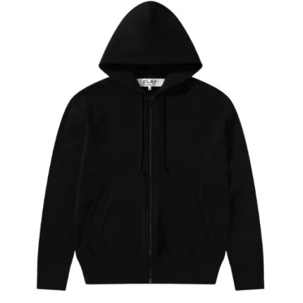 CDG Play Reverse Red Heart Zip Hoodie – Black