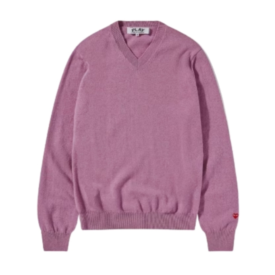 Comme Des Garcons Wool V-Neck Sweater Pink Unisex Comme Des Garcons Wool V-Neck Sweater Pink Unisex