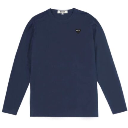 Comme des Garcons PLAY Black Heart Long Sleeve Navy T-Shirt