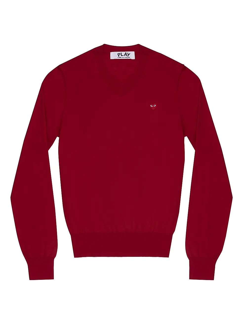 Comme des Garçons V-Neck Wool Heart Red Sweater Comme des Garçons V-Neck Wool Heart Red Sweater
